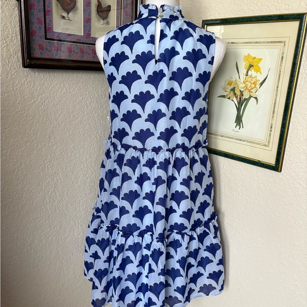 J. Marie Pippa Blue and White Sleeveless Sundress with Mock Neck - Picture 2 of 4